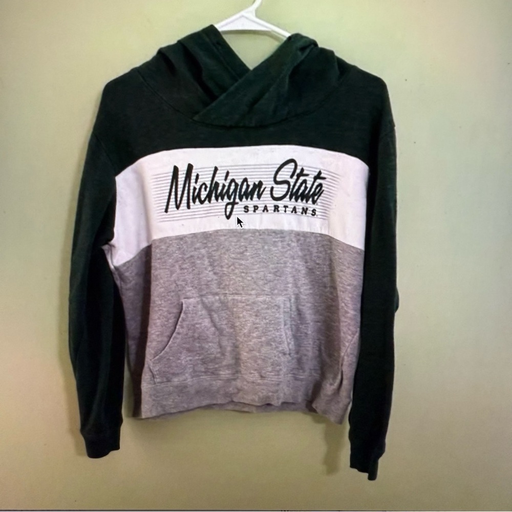 Michigan State Spartans Hoodie Womens XL green and‎ gray MSU college